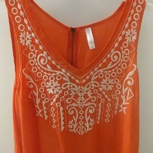 Orange embroidery blouse
